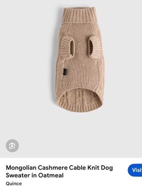 Mongolian Cashmere Cable Knit Dog Sweater Quince “XL” (not really XL!) MEDIUM